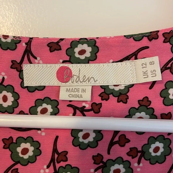 Boden pink and green floral print blouse size 8 - Picture 2 of 5